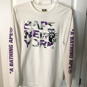 Bape 13th Anniversary White Long Sleeve Mens Shirt